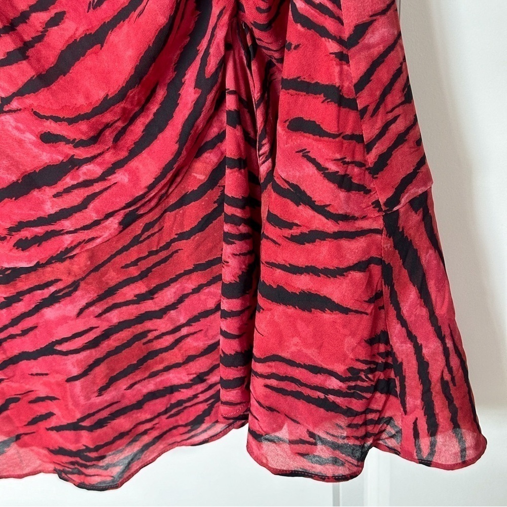 Rachel Roy Women Anja Crossover Cascading Ruffle Red Dress, Size 12 - Picture 5 of 6